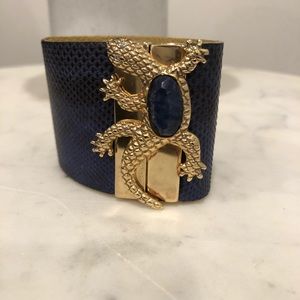 Blue Skin Lizard Cuff Bracelet